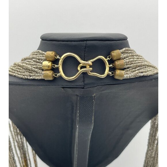 Waterfall Multi Strand Seed Beads Necklace 27" End To End - Picture 6 of 8